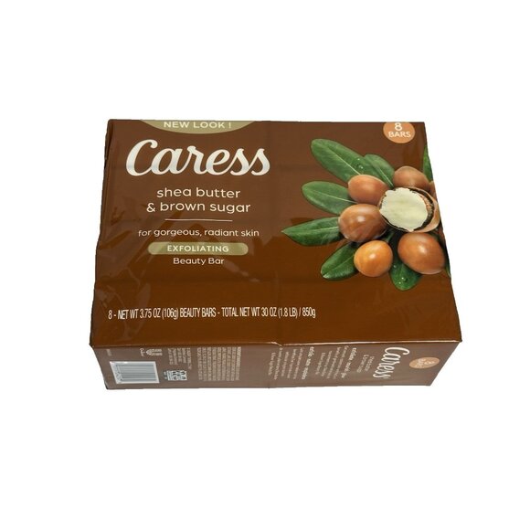 CARESS bar soap 8 pack 3.75 oz each SHEA BUTTER & BROWN SUGAR - Picture 1 of 2